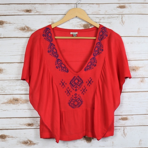 Urban Outfitters Tops - UO Ecote Boho Embroidered Flutter Top XS